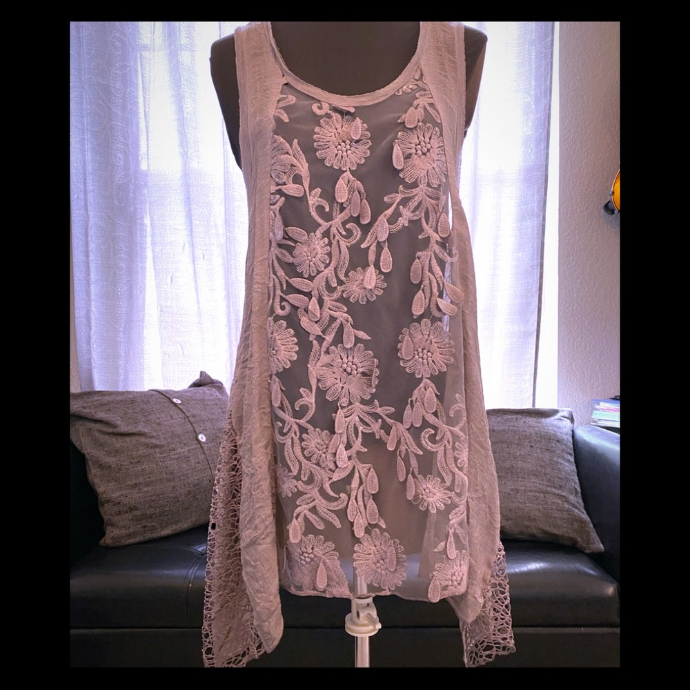 Lavender Sheer lacy Tunic